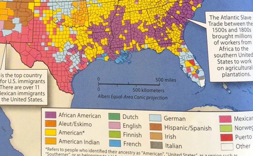 In a lesson on the patterns of immigration, this caption referred to slaves as 'workers,' prompting mom and educator Roni Dean-Burren to protest the caption on social media.