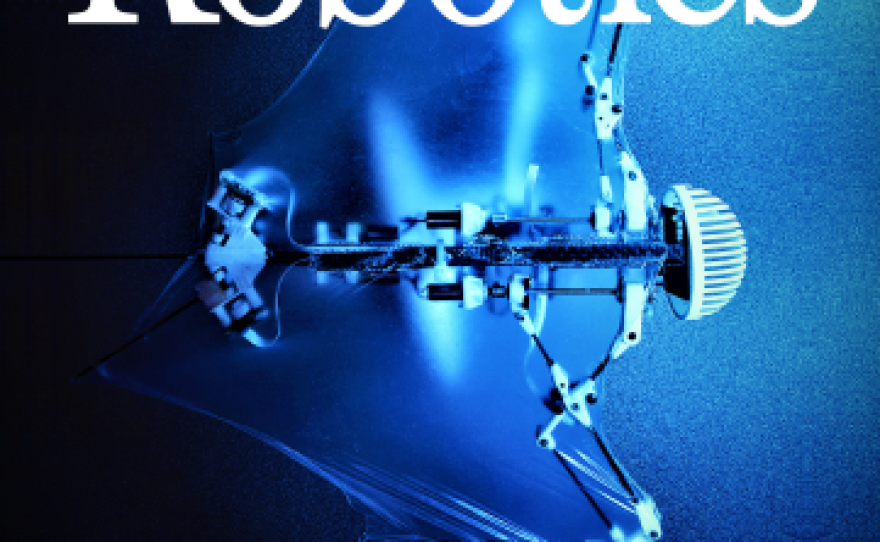 The cover of <em>Science Robotics</em> featuring an image of the 'Bat Bot' flying robot.