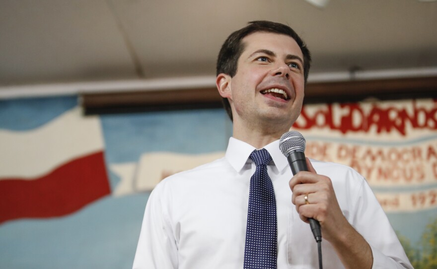Pete Buttigieg, mayor of South Bend, Ind., speaks at the West Side Democratic Club in South Bend.