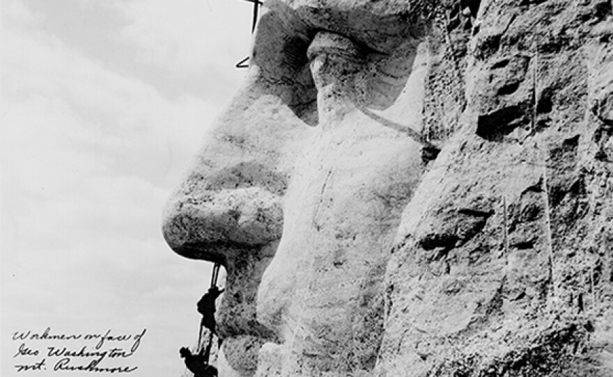 Construction on Mount Rushmore.