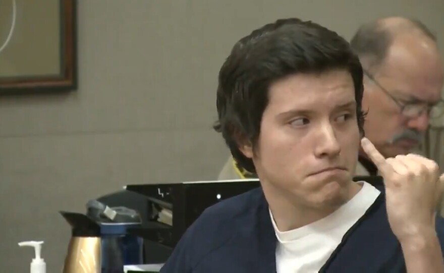 Suspected Poway synagogue shooter John T. Earnest, 20, turned to the gallery, which included several members of the congregation, and did the "shaka" sign, commonly known as "hang loose," right after the surveillance video from the shooting was shown inside the courtroom on Sept. 19, 2019.