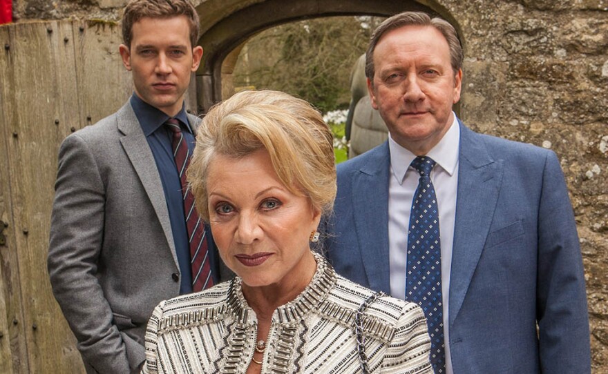 DS Winter (left) and DCI Barnaby (right) in a scene from MIDSOMER MURDERS: "The Ghost Of Causton Abbey."