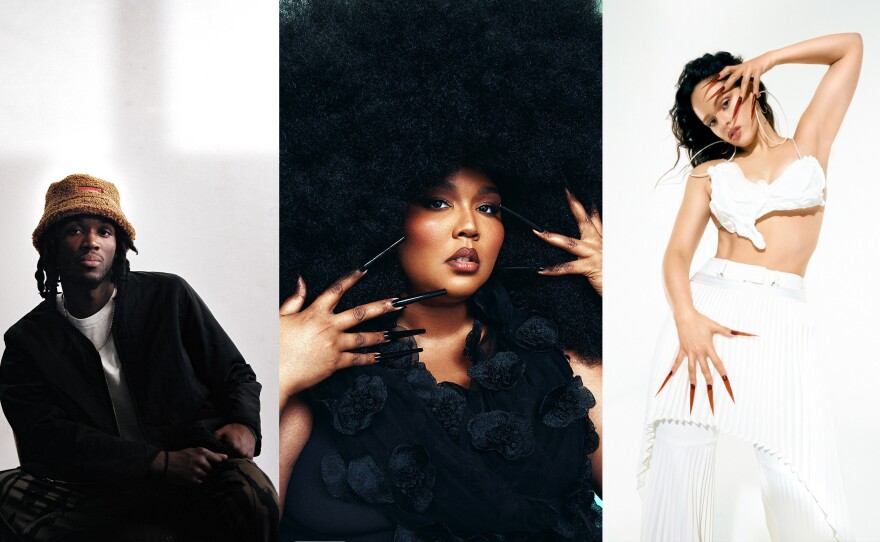 Saba (left), Lizzo (center) and Rosalía have released some of our favorite songs of the year so far.
