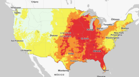 A seven-day "HeatRisk" map from the National Integrated Heat Health Information System shows much of the Eastern U.S. in the grip of a heat dome, causing extreme high temperatures to linger.