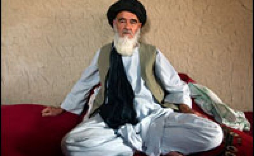 Mohammad Hanefi, head cleric of Kandahar's ulama, or council of Muslim scholars, sits in his home at the Afghan National Army compound in Kandahar. Clerics who have spoken out against the Taliban have become targets. Four clerics in Kandahar have been assassinated in the past three months.