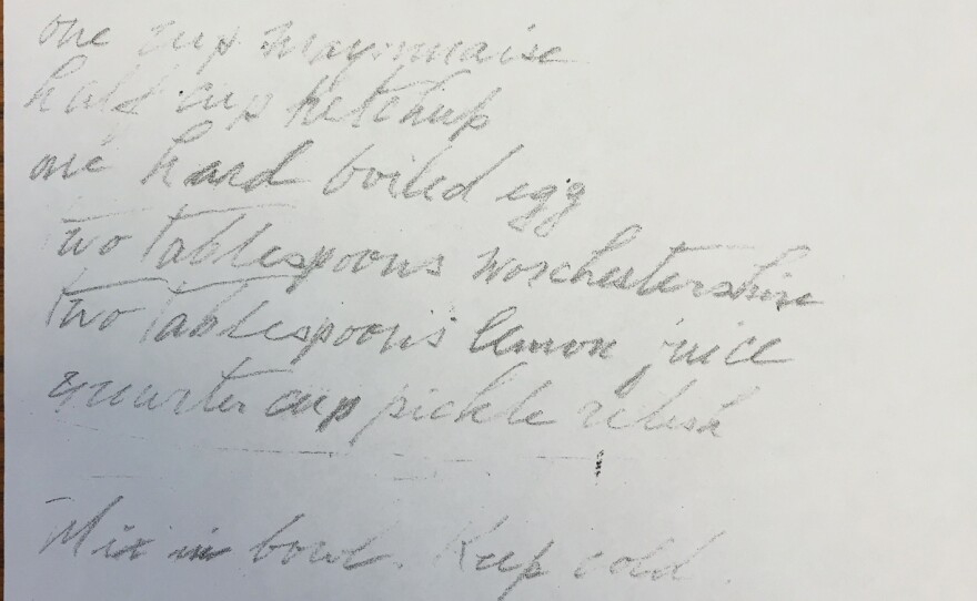 Alan Benas claims he found a similar sheet of paper with Sophia Lelonde's Thousand Island Dressing recipe in a safe after purchasing the Thousand Islands Inn in Clayton, NY.