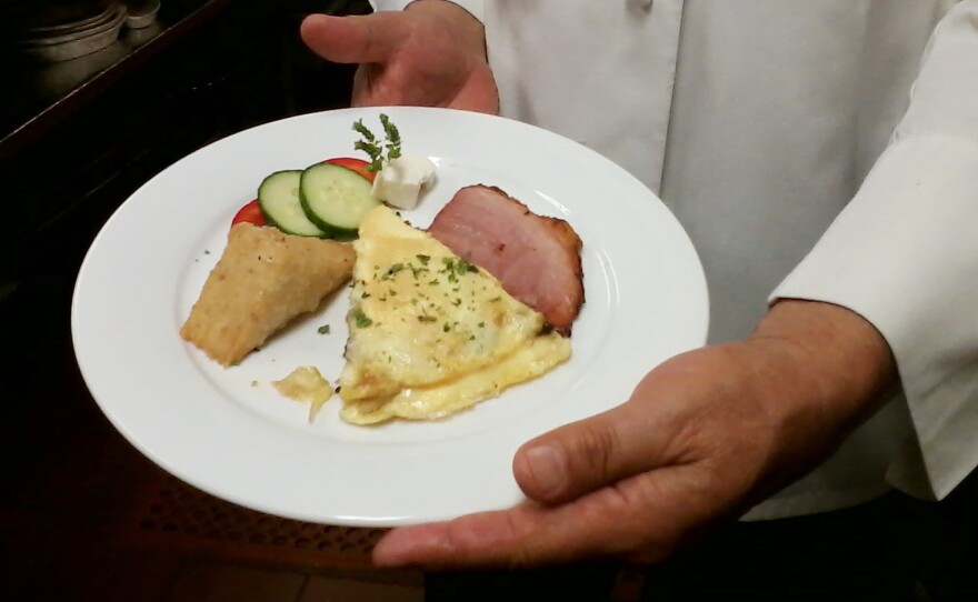 A breakfast dish at Cafe Cimino in Sutton, W.V. includes polenta made with Bloody Butcher corn.