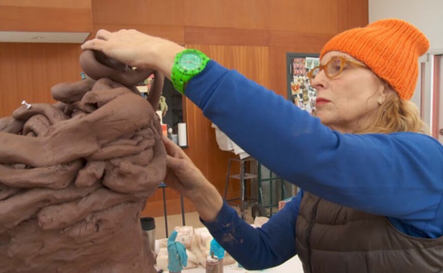 Arlene Shechet at work in her studio in Woodstock, New York.