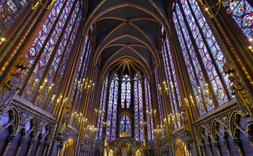 The interior of St. Chappelle, Paris.