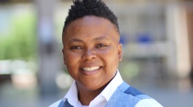 Kim Desmond at the City Administration Building Plaza, July 1, 2021. 