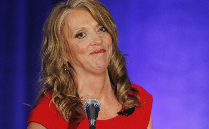 Indiana's first lady, Cheri Daniels, speaks at the state Republican Party fundraiser in Indianapolis in May.