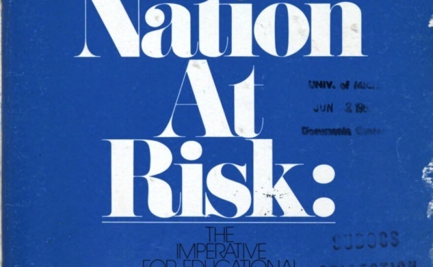 The original cover of the 1983 "A Nation At Risk" report published by the U.S. Department of Education.