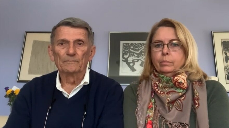 Askold and Nadia Haywas speak to KPBS via Zoom on February 22, 2022.