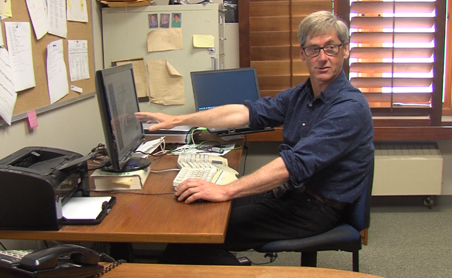 Ralph Keeling explains the Keeling Curve in his office at the Scripps Institution of Oceanography, April 18, 2017.