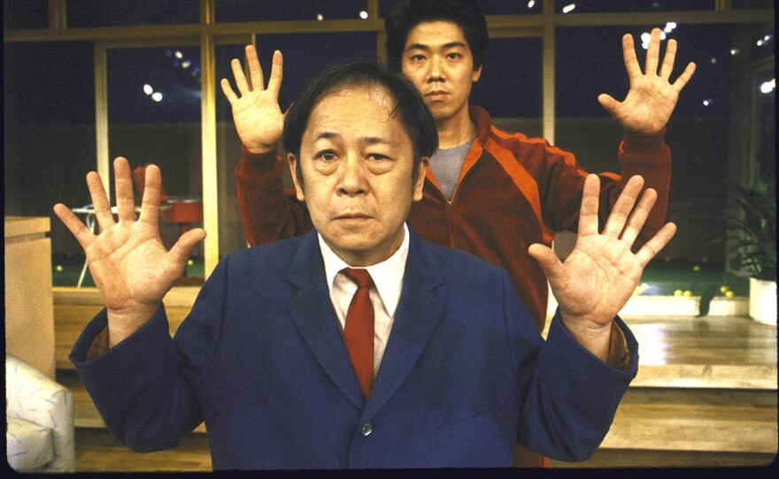 Actors (L-R) Victor Wong & Marc Hayashi in a scene fr. the New York Shakespeare Festival's production of the play "Family Devotions."