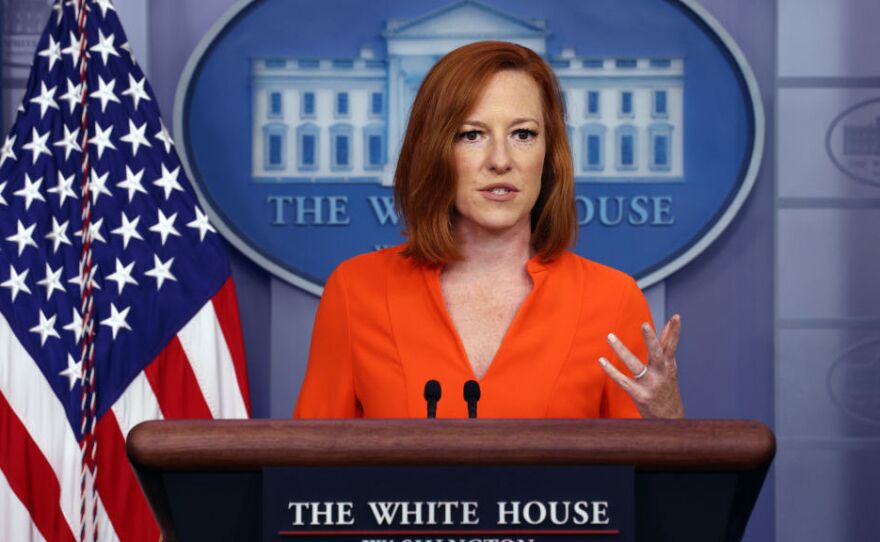 White House press secretary Jen Psaki holds a press briefing at the White House on Monday. Reporters asked about the administration's next steps on voting rights.
