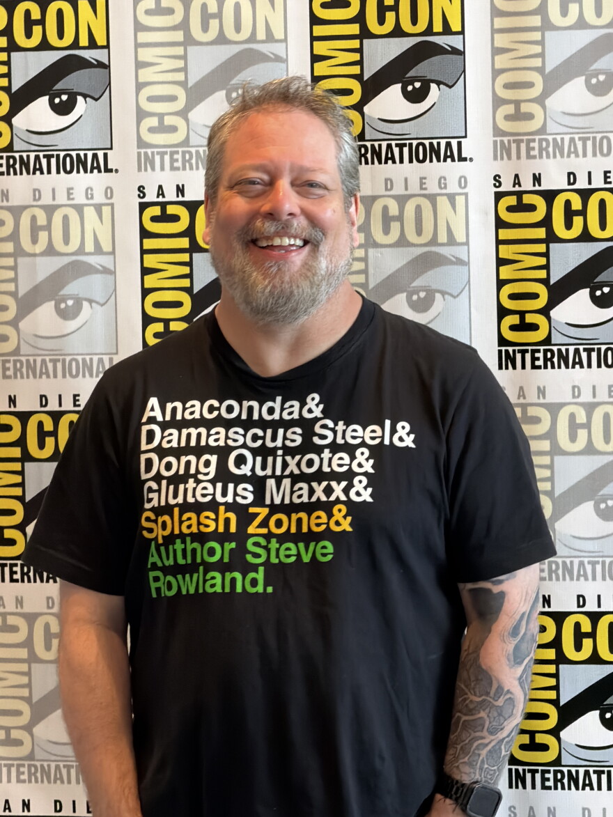 Author Matt Dinniman discusses his inspiration and gives updates on his hit LitRPG series "Dungeon Crawler Carl" during a roundtable interview at San Diego Comic Con on July 25, 2026.