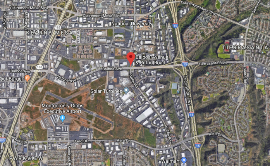 A map showing the intersection of Balboa Ave with Kearny Mesa is shown, Feb. 21, 2018.