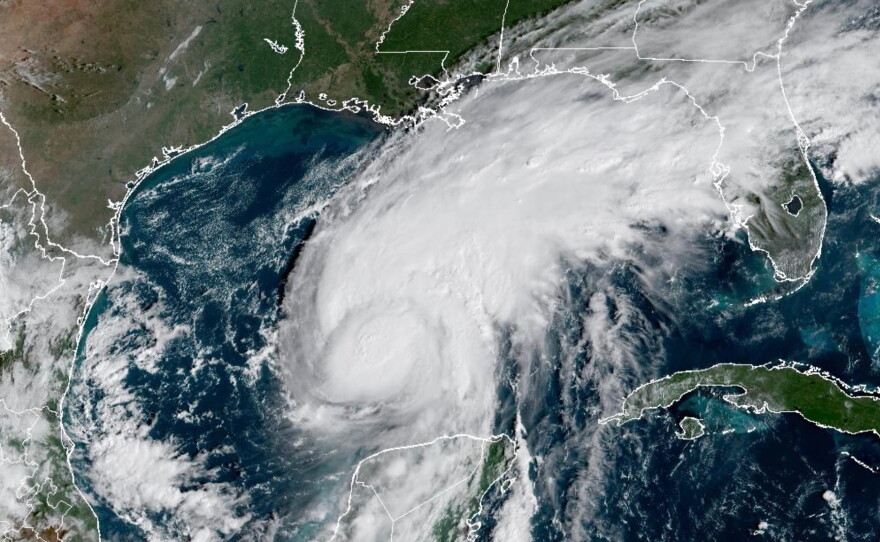 This satellite image from the National Oceanic and Atmospheric Administration shows Hurricane Isaias surging toward the U.S. Gulf Coast on Thursday, Oct. 8, 2026.