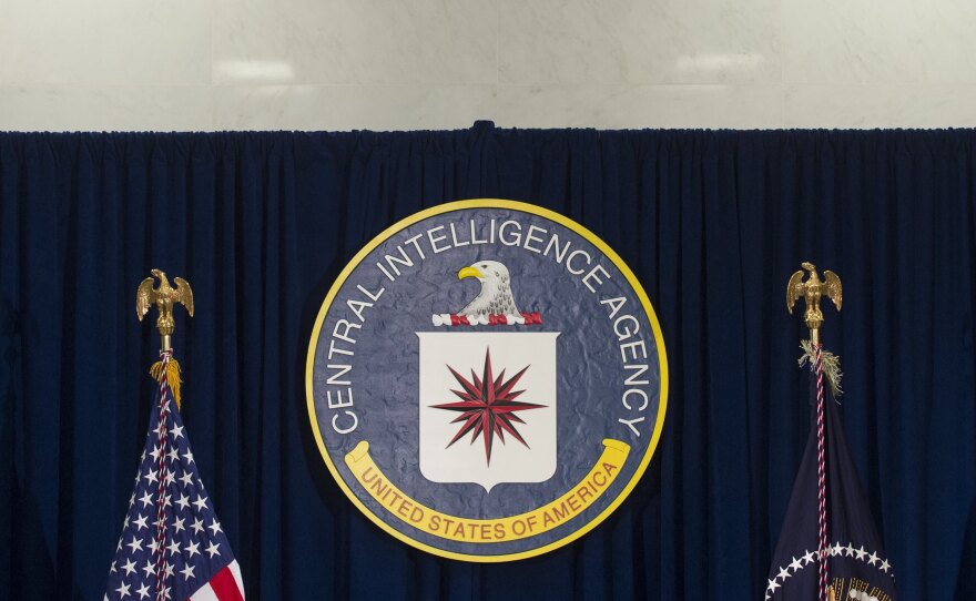 The Central Intelligence Agency logo is seen at CIA Headquarters in Langley, Va., in 2016. In a statement accompanying the document release, WikiLeaks alleges that the CIA has recently "lost control of the majority of its hacking arsenal."