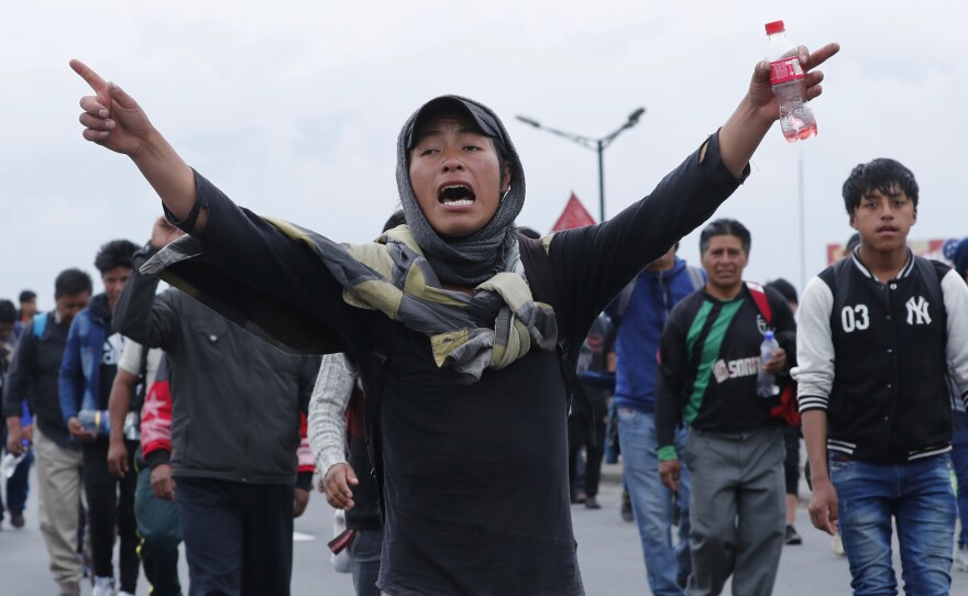 Indigenous anti-government protesters march Tuesday into Ecuador's capital, Quito, where days of popular upheaval have followed President Lenín Moreno's decision to scrap fuel price subsidies.