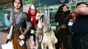 Outside the convention hall during Comic-Con, 2008.