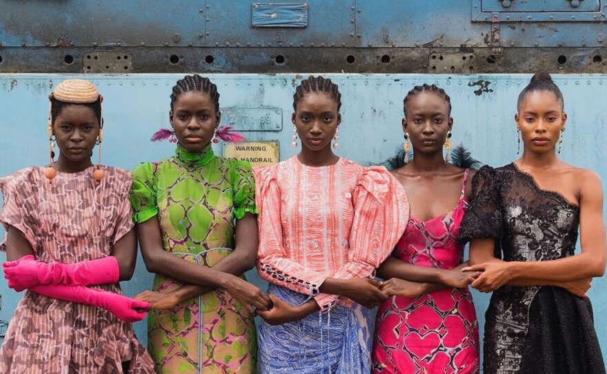 Nigerian models photographed in 2019 during Lagos Fashion Week.