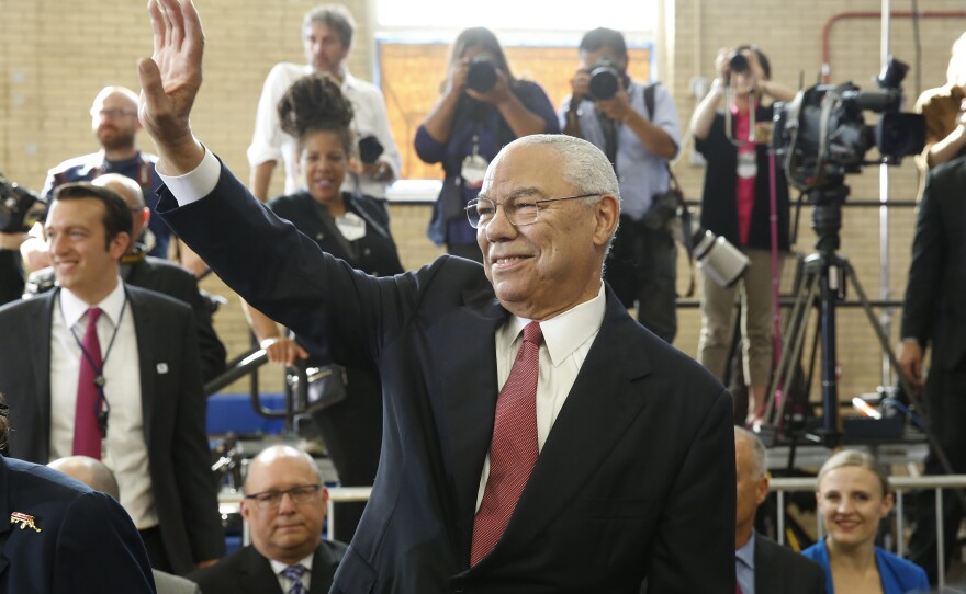 Colin Powell at Benjamin Banneker Academic High School in Washington, D.C., October 2016.