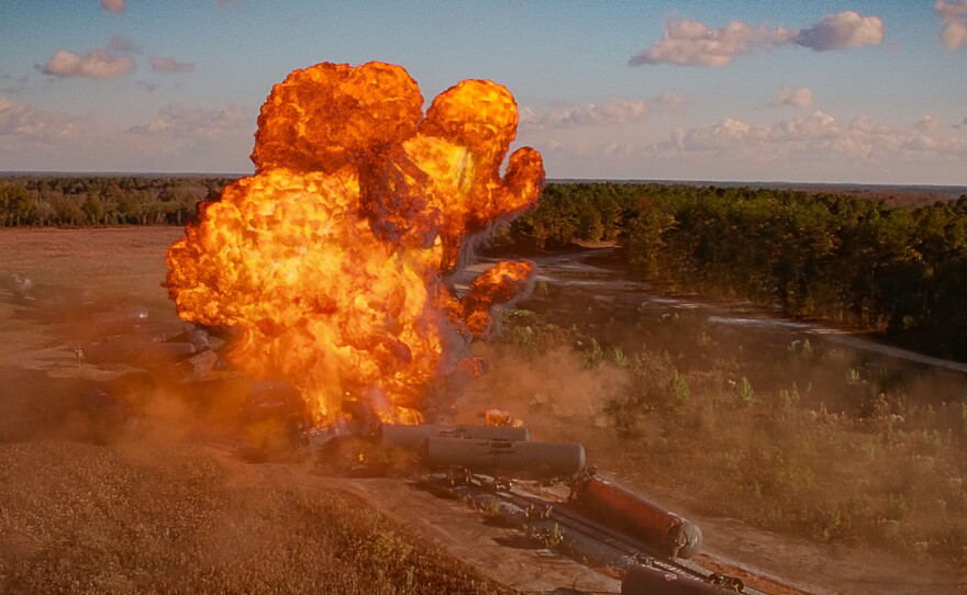 The movie features a complex car chase (with flying family station wagon) and a fully staged train crash.