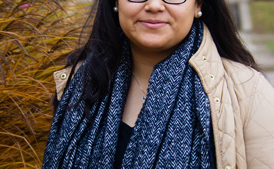 Alejandra Gonzales poses for a portrait on the campus of the University of Maryland.