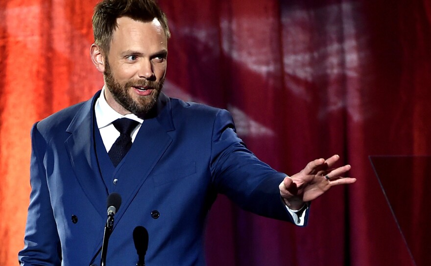 Actor/comic Joel McHale speaks at a Los Angeles event in 2015.