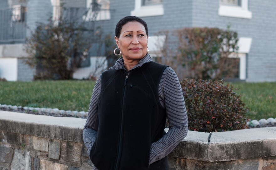 Cynthia Harris outside her home in the Petworth neighborhood of Washington, D.C.