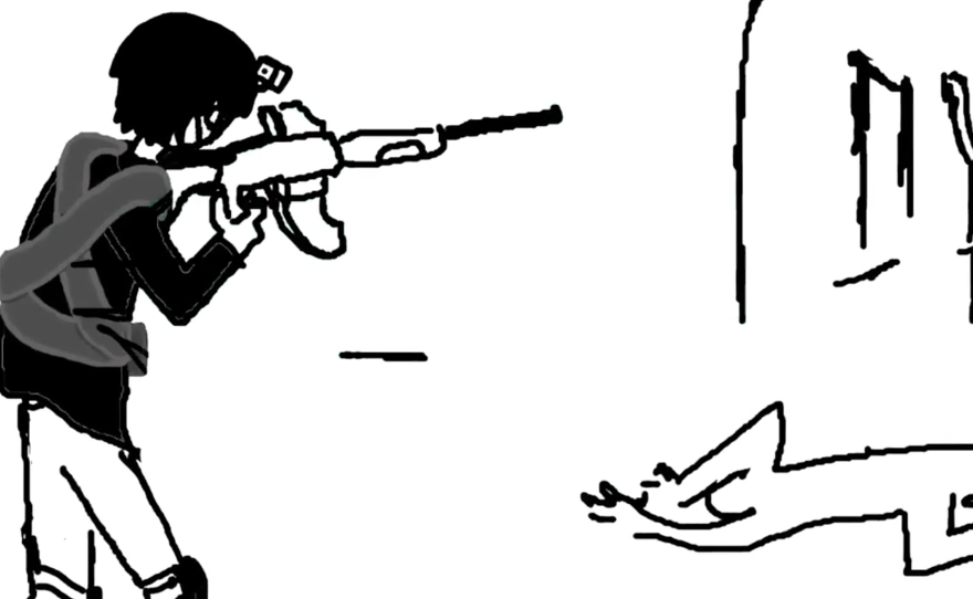 Another of Crimo's music videos shows a crudely animated school shooter who is ultimately apprehended and shot by police.
