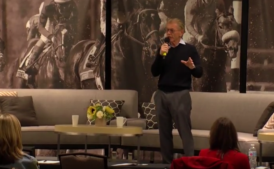 Joe Harper, CEO of the Del Mar Thoroughbred Club, welcomes potential owners to the Thoroughbred Owners Conference in Del Mar, preceding the Breeders Cup, Oct. 30 2017.