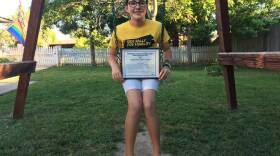 Kiera Kaiser with an award she received from the Fresno Center for Nonviolence for her activism in this undated photo. 