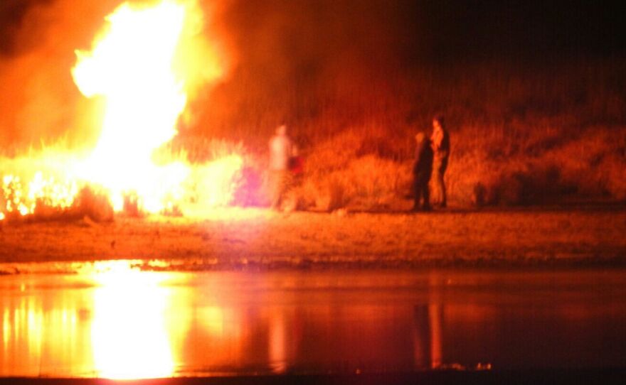 Law enforcement and protesters clash near the site of the Dakota Access Pipeline on Sunday in Cannon Ball, N.D.