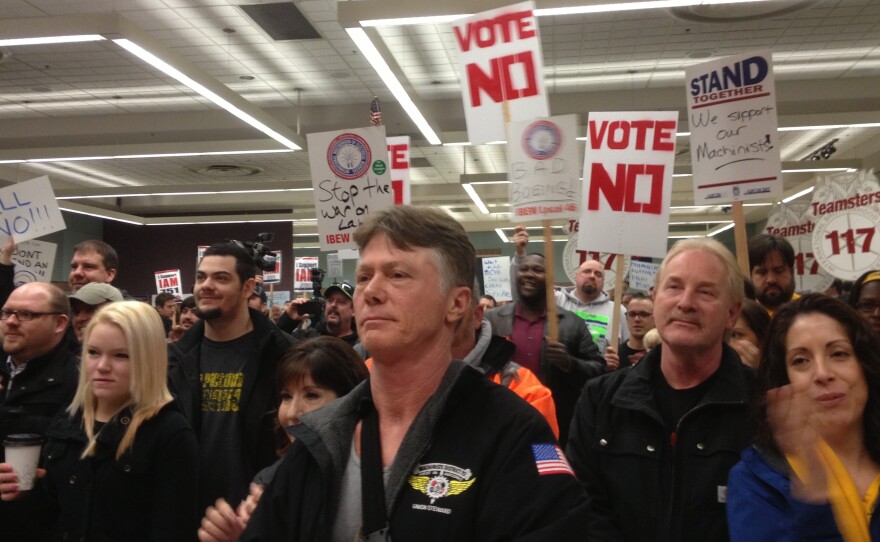 Boeing machinists and other supporters held a rally against the company's offer the day before the critical vote, which took place in early January.