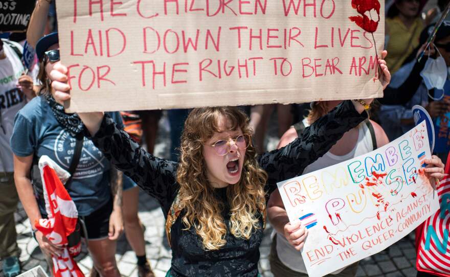 Houston: Demonstrators shout during the March for Our Lives rally.