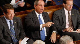 Rep. Joe Wilson (R-SC) shouts Wednesday as President Obama addresses a joint session of Congress on health care.
