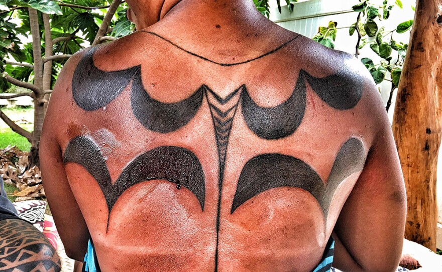 The work of artist Keone Nunes, whose mission was to revive the ancient art form of kakau. It's believed to uphold the spirit of aloha, a philosophy that continues to guide Hawaiians in modern times.