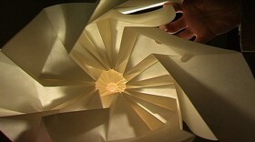 Material artist Chris K. Palmer experiments in paper with pattern, movement and a flood light.