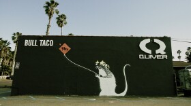 The mural that has been rumored to be by the street artist Banksy is officially not by the secretive street artist. Photo by Flickr user Tasha Parker.