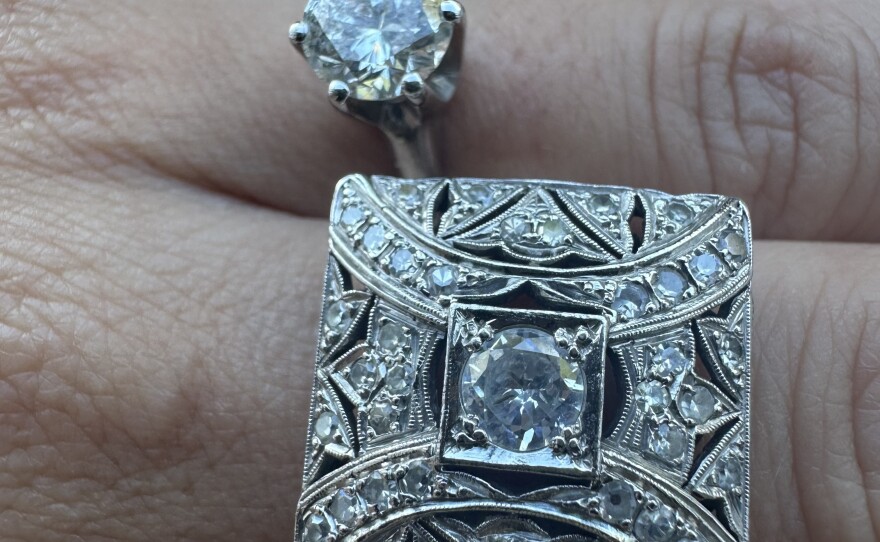 Both rings above are from Michelle Quirk's maternal grandmother. The single diamond ring was a final gift from her grandmother before she died in 2020.