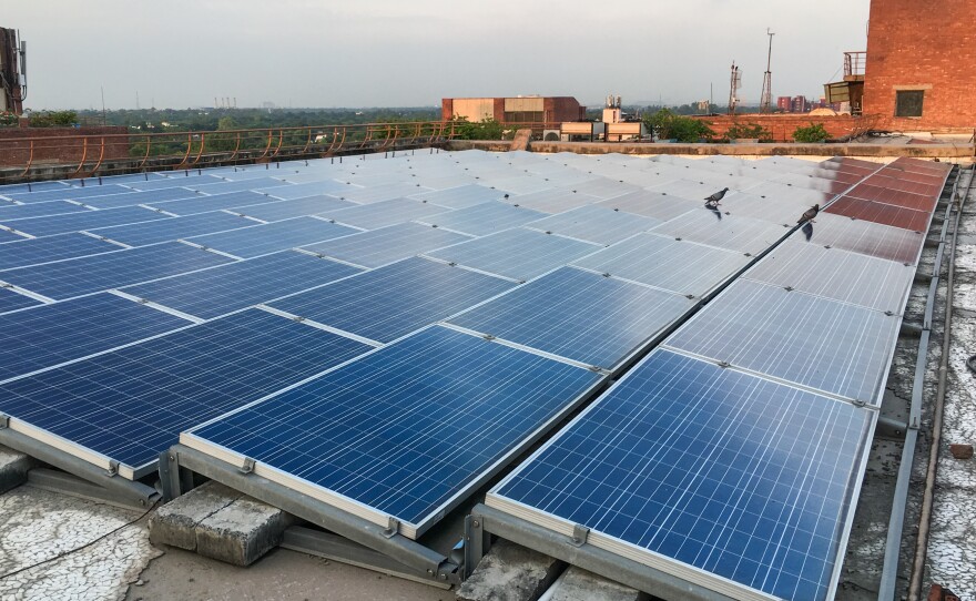 When solar panels are clean — like the ones on the rooftop of Delhi's Habitat Center, a conference and office complex in the central part of the city — solar energy production typically doubles, according to a new study led by Duke University researchers.