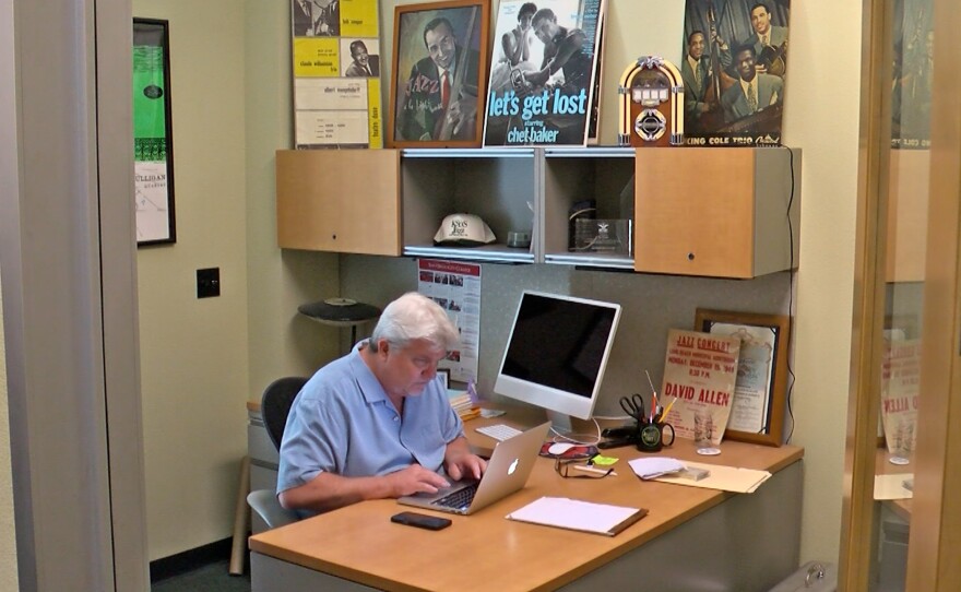 KSDS General Manager Ken Poston is shown working in his office at the station on Dec. 29, 2025.