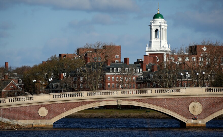 A general view of Harvard University campus is seen on April 22, 2020 in Cambridge, Massachusetts.