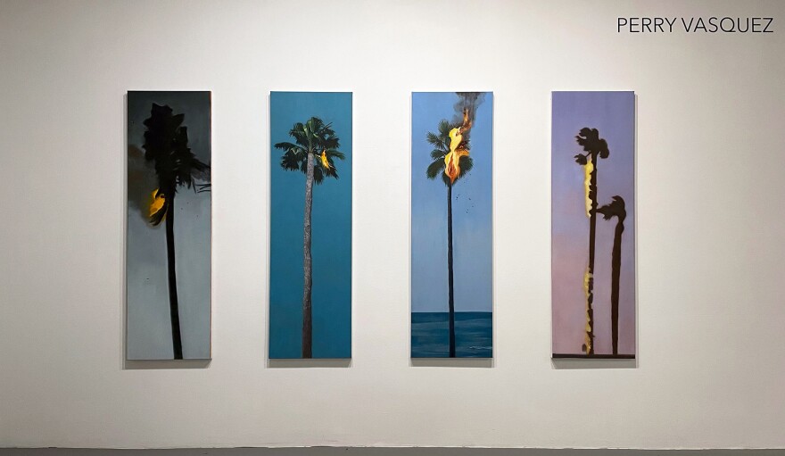 Perry Vásquez's burning palm tree paintings