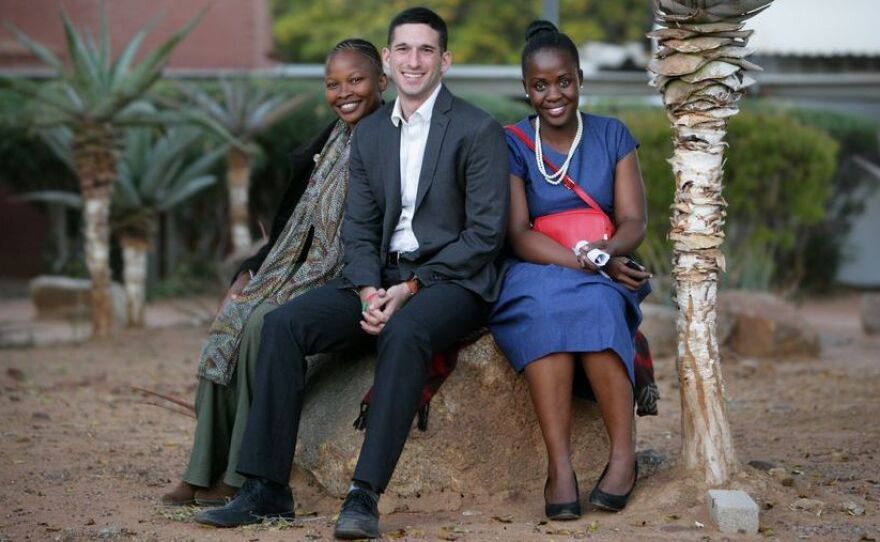 The founders of the Young 1ove  program to debunk myths about sugar daddies and HIV/AIDS (from left): Moitshepi Matsheng, Noam Angrist and Unami Moatswi.