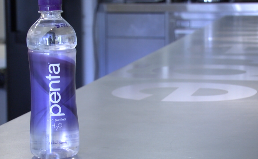 A recently purchased bottle of Penta water is pictured, Sept. 2, 2016.