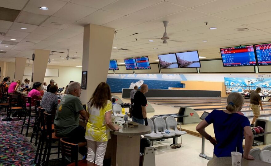 Regulars of the NSA Bethesda bowling alley came together for a few games and a potluck dinner on its final night on Aug. 21.